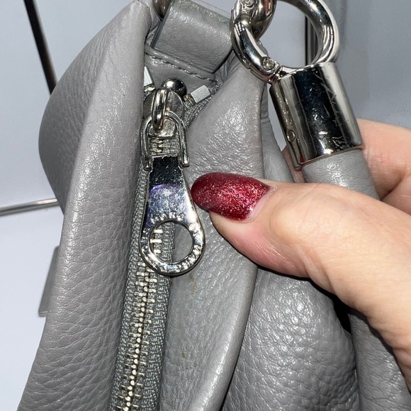 Marc by Marc Jacobs Gray Leather Shoulder Bag Crossbody Hobo Designer Purse - Picture 7 of 12